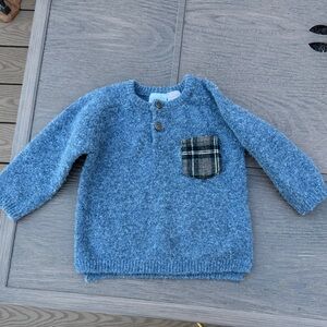 Zara Blue Kids Sweater with Plaid Accent